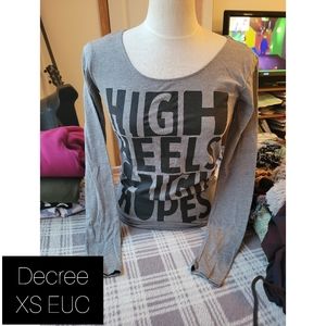 XS Decree High Heels High Hopes Long Sleeve Grey Tee